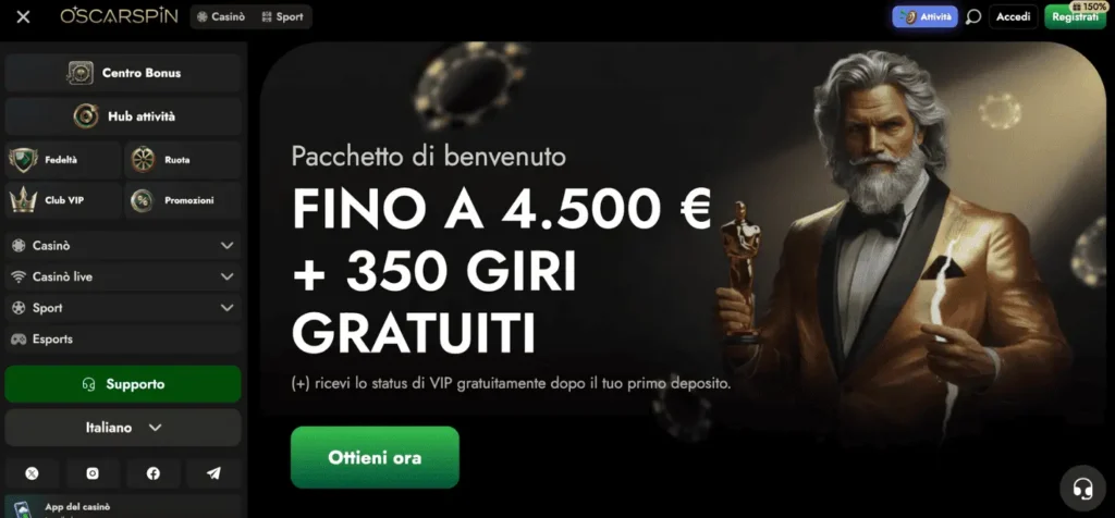 oscarspin casino online non aams