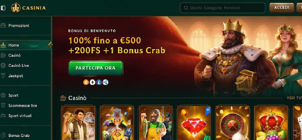 casinia bonus e slot
